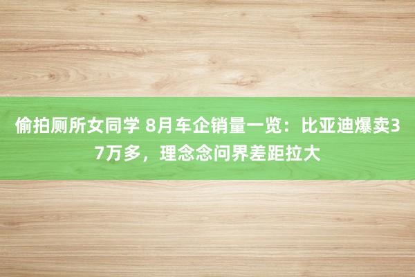 偷拍厕所女同学 8月车企销量一览：比亚迪爆卖37万多，理念念问界差距拉大