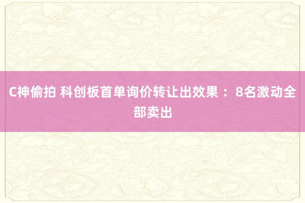 C神偷拍 科创板首单询价转让出效果 ：8名激动全部卖出