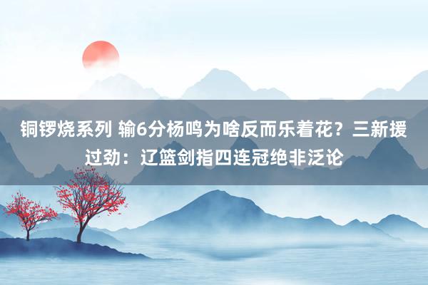 铜锣烧系列 输6分杨鸣为啥反而乐着花？三新援过劲：辽篮剑指四连冠绝非泛论