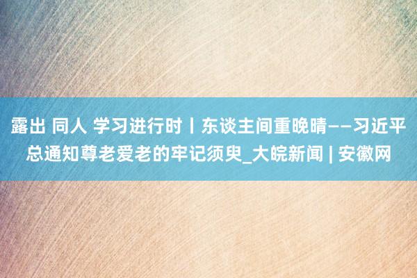 露出 同人 学习进行时丨东谈主间重晚晴——习近平总通知尊老爱老的牢记须臾_大皖新闻 | 安徽网