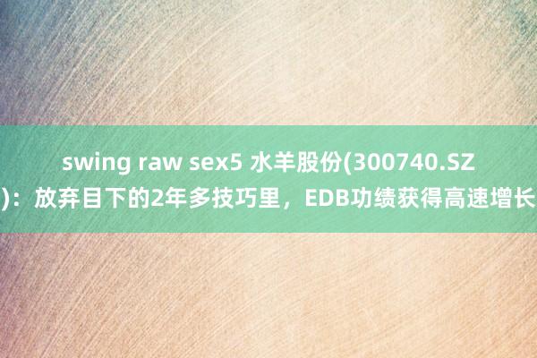 swing raw sex5 水羊股份(300740.SZ)：放弃目下的2年多技巧里，EDB功绩获得高速增长