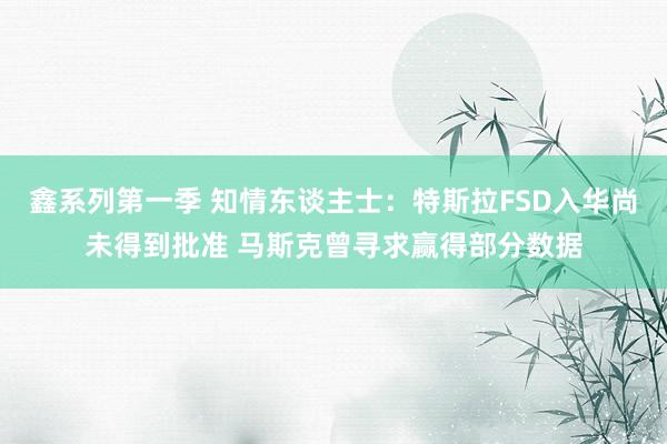 鑫系列第一季 知情东谈主士：特斯拉FSD入华尚未得到批准 马斯克曾寻求赢得部分数据