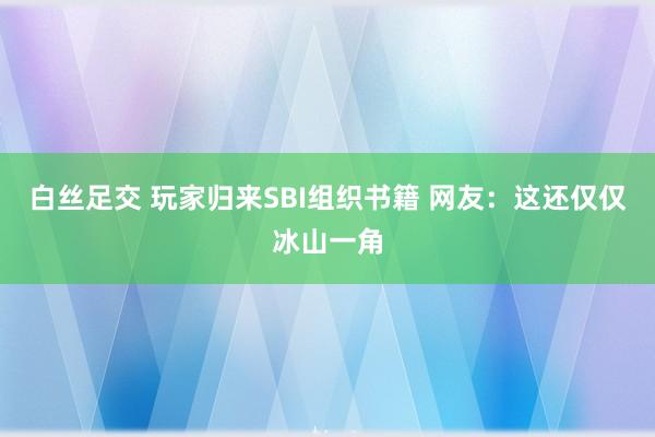 白丝足交 玩家归来SBI组织书籍 网友：这还仅仅冰山一角