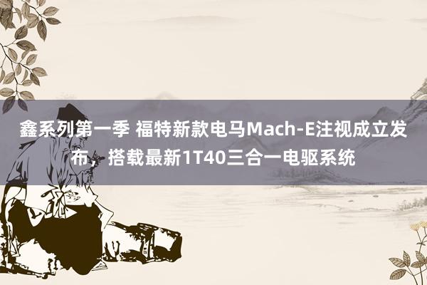 鑫系列第一季 福特新款电马Mach-E注视成立发布，搭载最新1T40三合一电驱系统