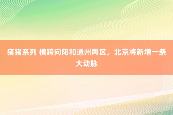 猪猪系列 横跨向阳和通州两区，北京将新增一条大动脉