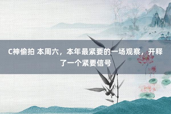 C神偷拍 本周六，本年最紧要的一场观察，开释了一个紧要信号