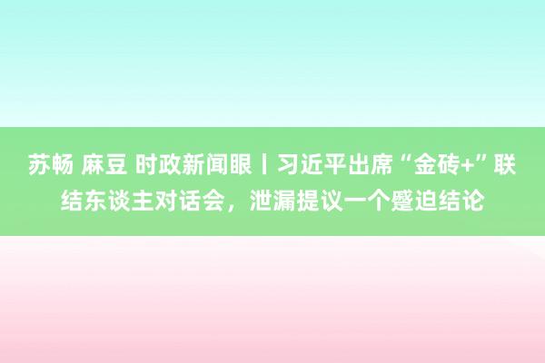 苏畅 麻豆 时政新闻眼丨习近平出席“金砖+”联结东谈主对话会，泄漏提议一个蹙迫结论