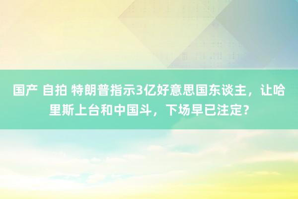 国产 自拍 特朗普指示3亿好意思国东谈主，让哈里斯上台和中国斗，下场早已注定？