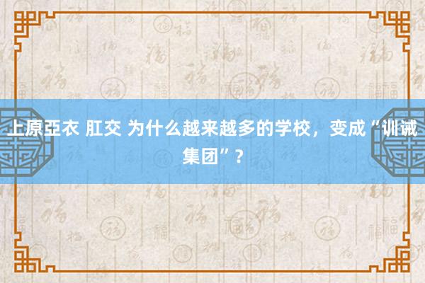 上原亞衣 肛交 为什么越来越多的学校，变成“训诫集团”？