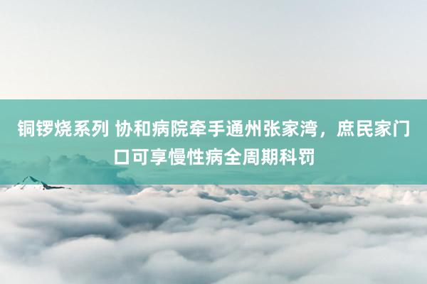 铜锣烧系列 协和病院牵手通州张家湾，庶民家门口可享慢性病全周期科罚