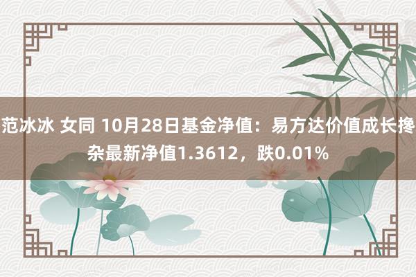 范冰冰 女同 10月28日基金净值：易方达价值成长搀杂最新净值1.3612，跌0.01%