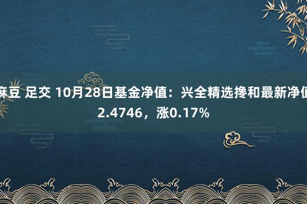 麻豆 足交 10月28日基金净值：兴全精选搀和最新净值2.4746，涨0.17%