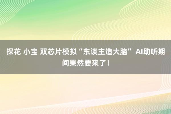 探花 小宝 双芯片模拟“东谈主造大脑” AI助听期间果然要来了！