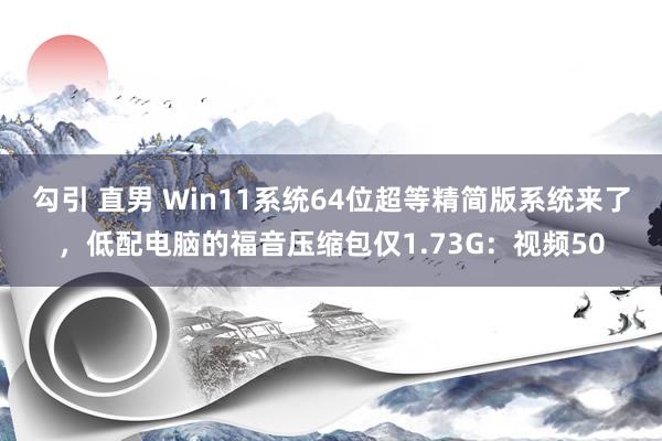 勾引 直男 Win11系统64位超等精简版系统来了，低配电脑的福音压缩包仅1.73G：视频50