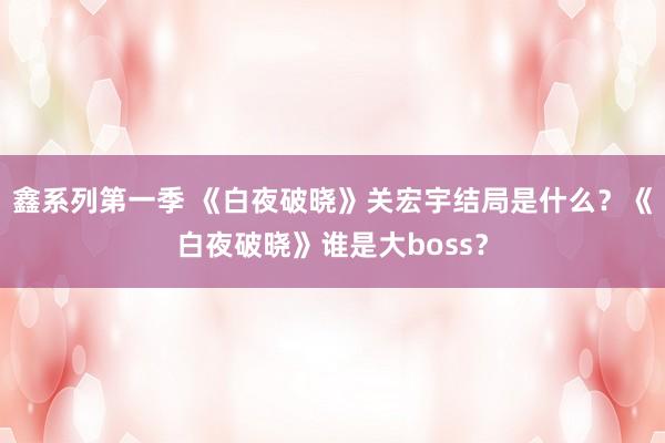 鑫系列第一季 《白夜破晓》关宏宇结局是什么？《白夜破晓》谁是大boss？