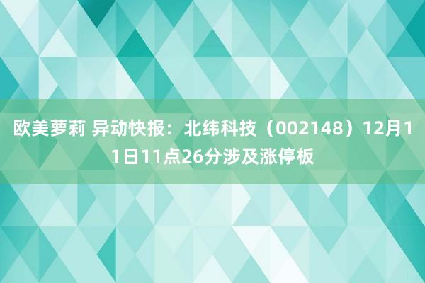 欧美萝莉 异动快报：北纬科技（002148）12月11日11点26分涉及涨停板