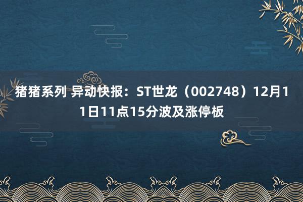 猪猪系列 异动快报：ST世龙（002748）12月11日11点15分波及涨停板