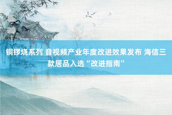 铜锣烧系列 音视频产业年度改进效果发布 海信三款居品入选“改进指南”