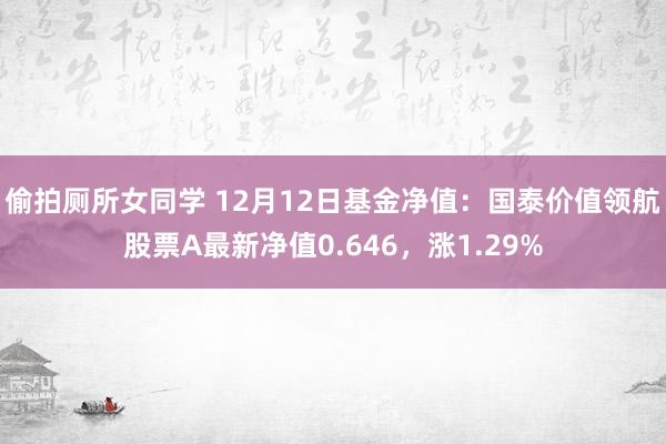 偷拍厕所女同学 12月12日基金净值：国泰价值领航股票A最新净值0.646，涨1.29%