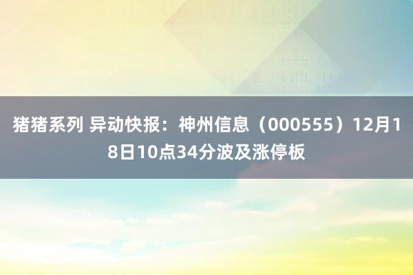 猪猪系列 异动快报：神州信息（000555）12月18日10点34分波及涨停板