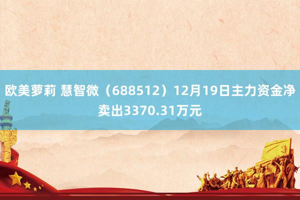 欧美萝莉 慧智微（688512）12月19日主力资金净卖出3370.31万元