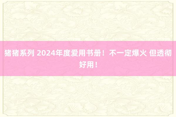 猪猪系列 2024年度爱用书册！不一定爆火 但透彻好用！