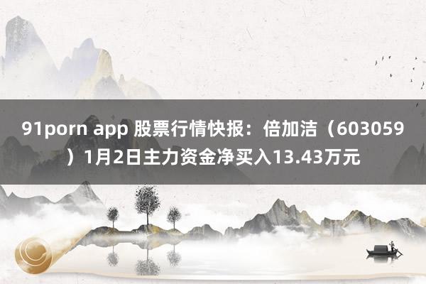 91porn app 股票行情快报：倍加洁（603059）1月2日主力资金净买入13.43万元