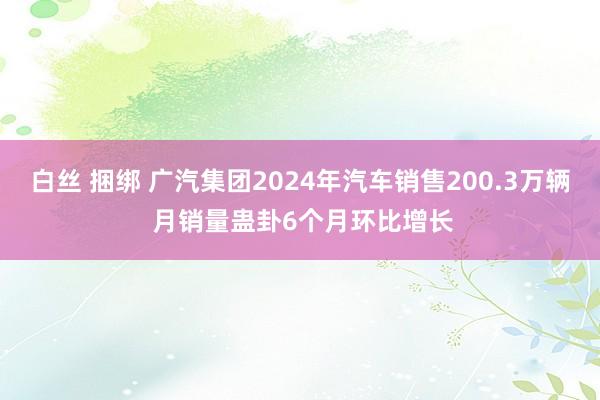 白丝 捆绑 广汽集团2024年汽车销售200.3万辆 月销量蛊卦6个月环比增长