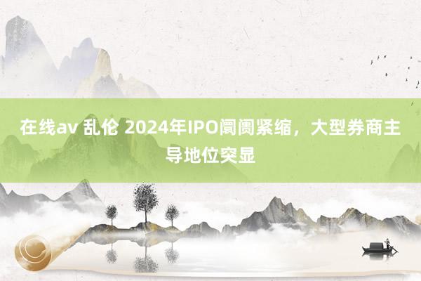 在线av 乱伦 2024年IPO阛阓紧缩，大型券商主导地位突显