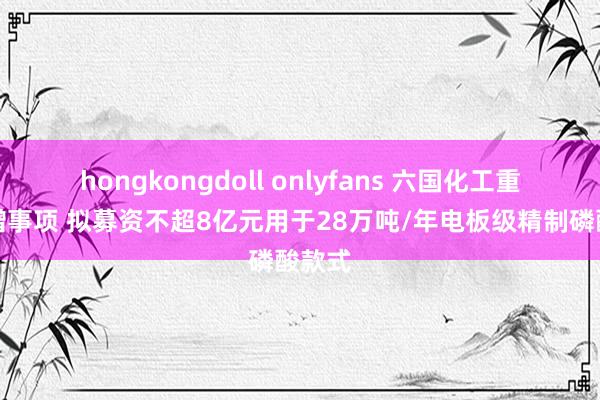 hongkongdoll onlyfans 六国化工重启定增事项 拟募资不超8亿元用于28万吨/年电板级精制磷酸款式