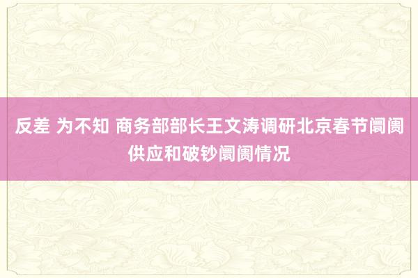 反差 为不知 商务部部长王文涛调研北京春节阛阓供应和破钞阛阓情况