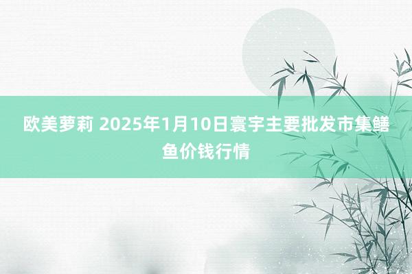 欧美萝莉 2025年1月10日寰宇主要批发市集鳝鱼价钱行情