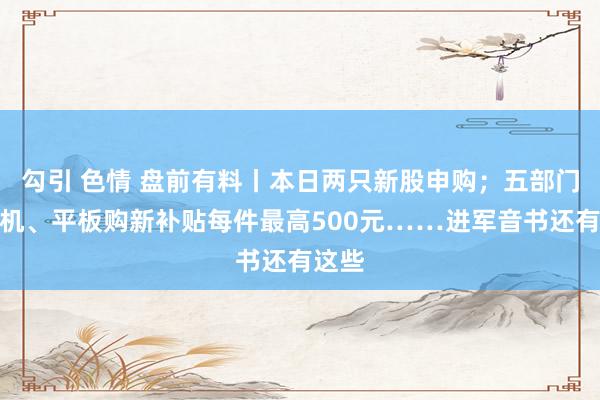 勾引 色情 盘前有料丨本日两只新股申购；五部门：手机、平板购新补贴每件最高500元……进军音书还有这些