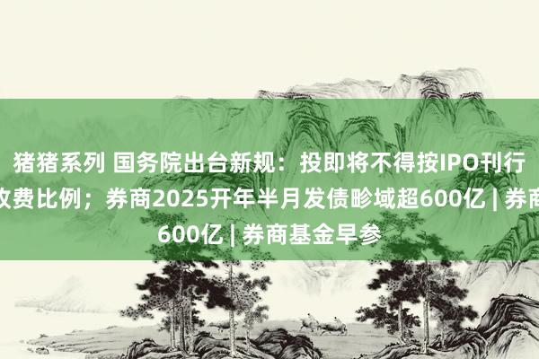 猪猪系列 国务院出台新规：投即将不得按IPO刊行畛域递加收费比例；券商2025开年半月发债畛域超600亿 | 券商基金早参